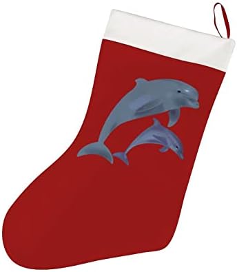 Sea Dolphins1 Christmas Stocking Swost de pelúcia de Natal Ornamento pendurado para a decoração da lareira da árvore de Natal 26x42cm