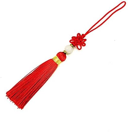 Ertiujg husong121 12pcs/lote 5,5 cm Taquela de nó chinês com contas de seda Torda de tamel de seda Taxelas de chave decorativa