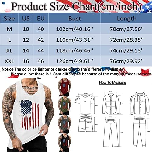 Tank Men Top Men Day Independence Breathable Grande Tamanho grande sem mangas Parcial Faixa grande e alta Athletic de praia