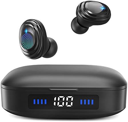 Fones de ouvido sem fio com som imersivo verdadeiro 5.0 Bluetooth fones de ouvido na orelha com 2000mAh Case de carregamento