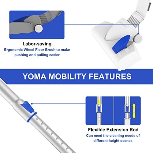 Yoma Corded Astraum Cleaner, [6 pol. 1] 600W 20kpa Suction Stick Vacuum Cleaner, limpador de piso de madeira de 24 pés, vácuo leve com