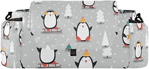 Organizador de carrinho de carrinho de pinguins de pingüins de Natal de Sinestour com copo Saco de carrinho de carrinho