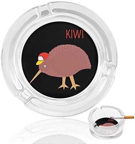Kiwi Cartoon Bird Glass Ashtrays para cigarros lixo à prova de vento pode ser impresso bandejas de cinzas por pátio de escritório em