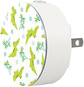 2 Pacote de plug-in Nightlight LED Night Light com Dusk-to-Dewn Sensor for Kids Room, Nursery, Kitchen, Cartoon Crocodilos