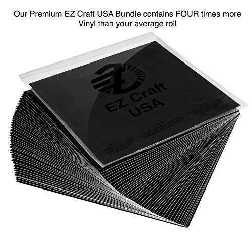 EZ Craft USA Folhas de vinil preto permanentes melhores do que rolos de vinil 12 x 12 - 40 folhas de adesivo brilhantes
