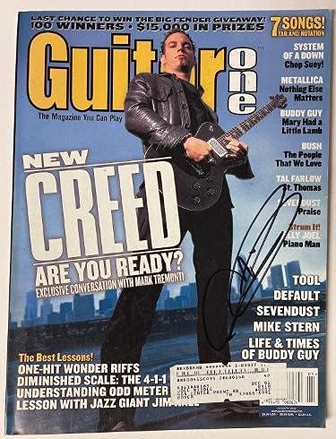 Mark Tremonti Creed Band assinou janeiro de 2002 Guitar One Revista - Revisão Beckett - Revistas de Música