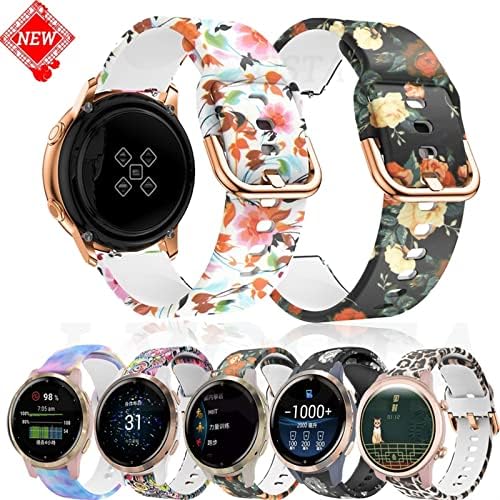 Fehauk 18mm Silicone Printing Watch Band Strap for Garmin Vivoactive 4s/Vivomove 3s/Venu 2s Smart Watch Bracelet