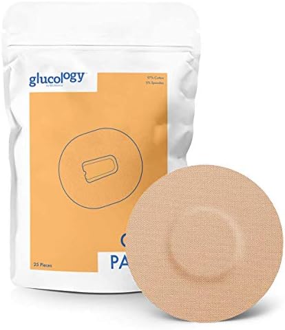 Patchos CGM de Glucologia para Libre/Guardian/Enlite Beige | 25 pacote | Patch impermeável e universal