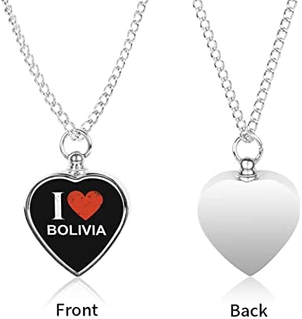 Eu amo o colar de urna de estimação da Bolívia Pet personalizada portador de cinzas Coração de lembrança Pingente Memorial