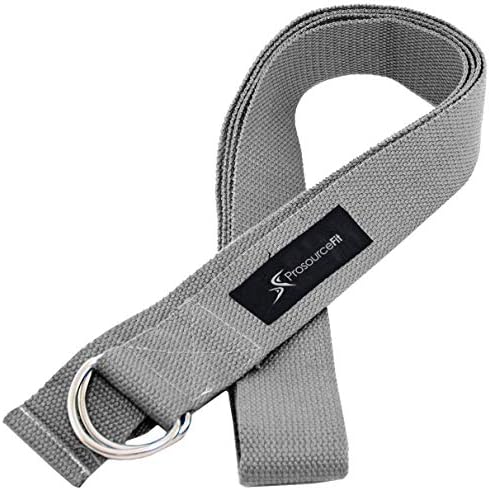 Prosource Fit Metal D-ring Yoga Strap 8 'Algodão durável para alongamento e flexibilidade