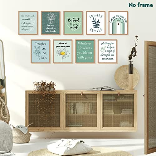 9 PCs Posters de saúde mental Boho Terapia Decoração de escritório Counter motivacional Conselheiro inspirado pôsteres