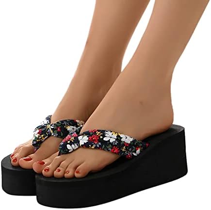 Blshaoj feminino de impressão floral Plataforma de memória Flip Flip Flips praia Moda de verão colorida colorida grossa grossa