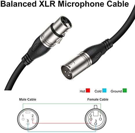 EBXYA 100 pés XLR Cabos de microfone 2 pacotes - Cabo de alto -falante de microfone equilibrado premium com 3 pinos