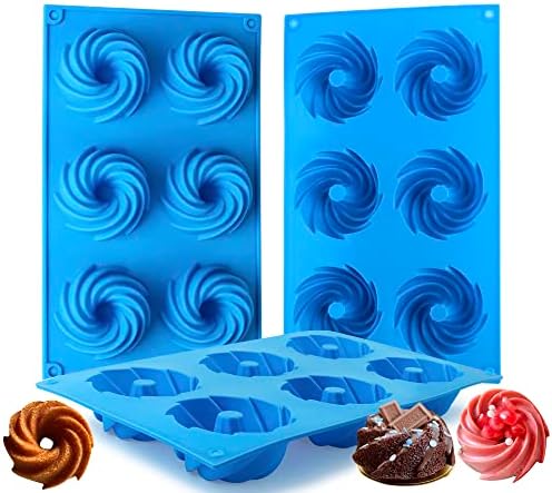 3pcs Mini Bundt Cake Pan, 6cavity Heritage Bundtlette Bolo de silicone para assar, não moldes sofisticados