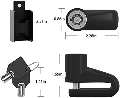 Trava de disco, trava de calça de disco yofuntle com 2 Cabo de lembrete 2 teclas Segurança Lembrete do fio da mola de