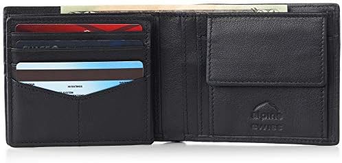 Alpine Swiss RFID Protected Men Coin Pocket Pocket Bifold Wallet com a seção Divided Bill vem em uma caixa de presente