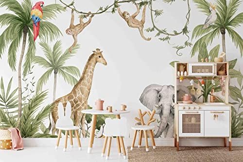 Planeta verde Prind Peel & Stick Wallpaper, Mural Safari, Coberta de Parede Auto-Adefesa, Mural de Parede Animal para Crianças