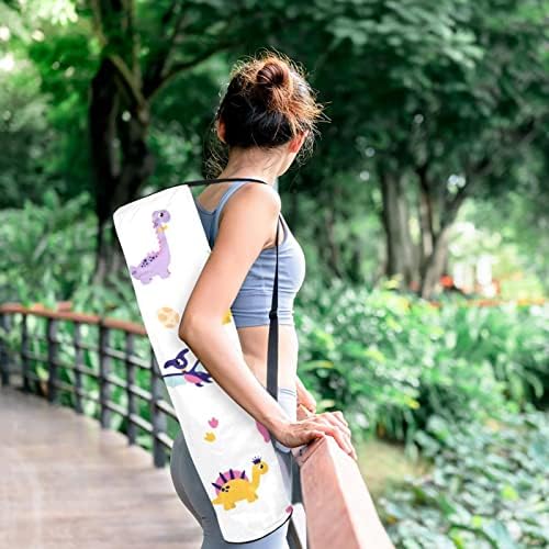 Cartoon Dinosaur Yoga Mat Bags Full-Zip Yoga Carry Bag for Mulher Men, Exercício portador de tapete de ioga com cinta ajustável