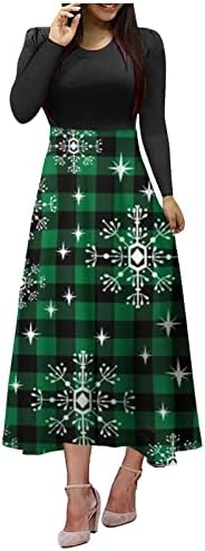 Vestido de painel vintage de estampa de Natal feminina shusuen