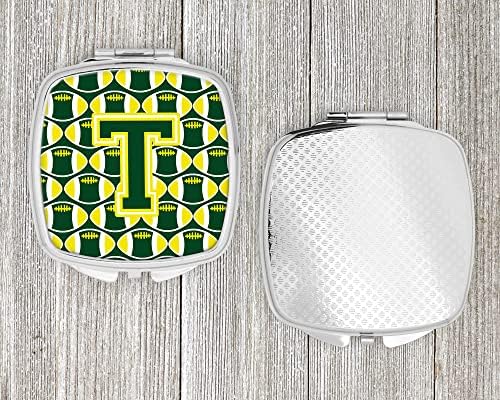 Tesouros de Caroline CJ1075-TSCM T Futebol Green e Yellow Compact Mirror, multicolor