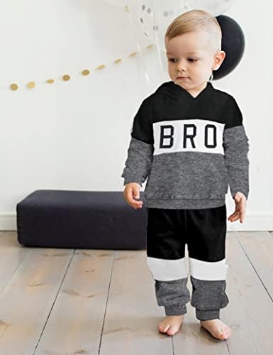 Roupas de garoto de menino Fommy Toddler, roupas de criança impressão com capuz de manga longa + calça 2pcs Conjunto