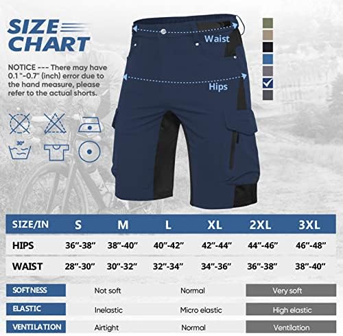 Ally Mens Mountain Bike Shorts acolchoados shorts MTB Baggy Biker Cycling Bicycle Shorts de ciclismo solto com 6 bolsos