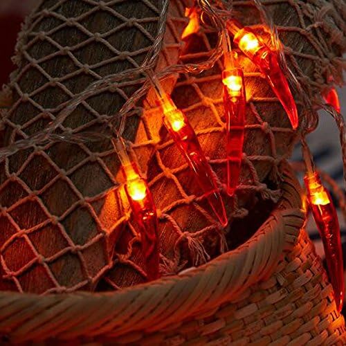 Luzes de cordas de pimenta Dreamworth Red Chili, 20 pés 40 LEDS LIVRAS DE SARRIMENTAS DE SARRIMENTES BATERAGEM LUZES DE