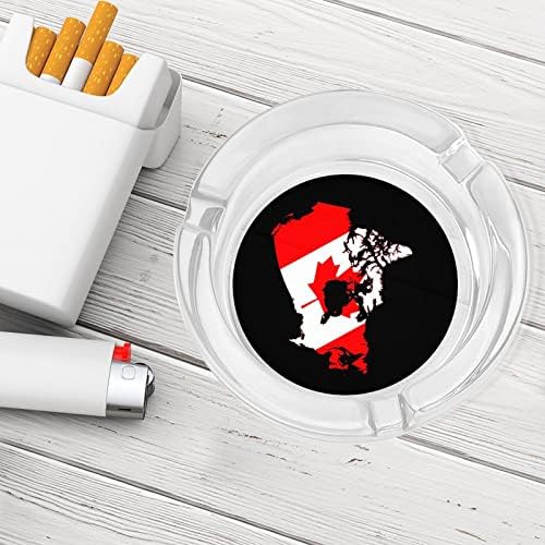 Canadá bandeira de bandeira de vidro de vidro redondo cigarros de bandeja de cinzas para decoração interna de escritório em casa