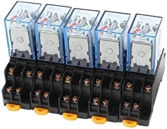 5pcs AC 110V/120V 5A bobina dpdt 8pins Luz vermelha Relé de propósito geral Power W base My2nj