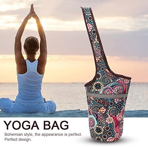N/A Fashion Yoga Mat Bag Canvas de tamanho grande bolso de zíper Fit A maioria dos tapetes Tote Sling Carrier Fitness Supplies