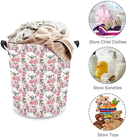Lavanderia Vintage Floral 05 cesto de lavanderia com alças Saco de armazenamento de roupas sujas dobráveis ​​para quarto, banheiro,