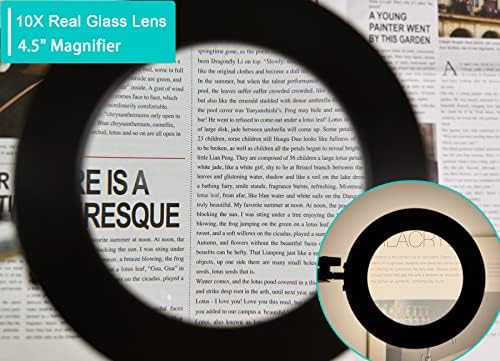 V.c.formk Glass Glass com luz de ampliação de 10x com controle remoto - 3 modos de cores diminuídos e linfiadores iluminados LED