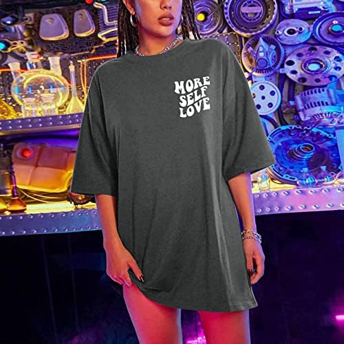 Slogan Tshirts impressos de grandes dimensões para mulheres Tees Drop ombro de verão Tops de manga curta Pullover Blushs