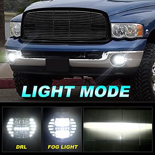 Realove LED FOG Lights com DRL compatível com Dodge Ram 1500 2002-2008, RAM 2500 3500 2003-2009, Durango Truck 2004-2006