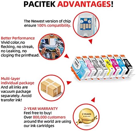 Pacitek 8 pacote cli-42 Cartuchos de tinta compatível com tinta Substituição para impressora Pixma Pro-100, Canon Ink Cli