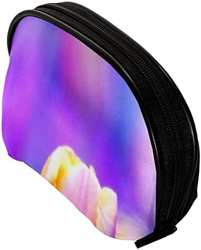 Bolsas de cosméticos para mulheres, bolsas de bolsas de maquiagem de maquiagem de maquiagem Bolsa de maquiagem, tulipas roxas