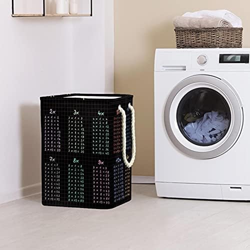 Tabelas de multiplicação de Deyya cesta de lavanderia preta com alças de lavanderia dobrável cesto embutido de revestimento