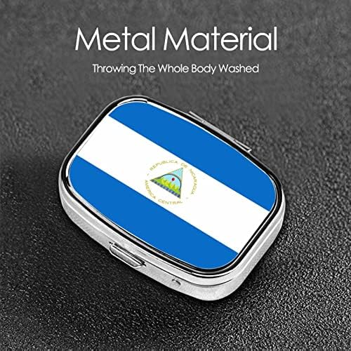 Bandeira da Nicarágua Praça Mini Cague de Viagem Medicina de Viagem Compartimentos Portáteis Caixa de comprimidos de metal