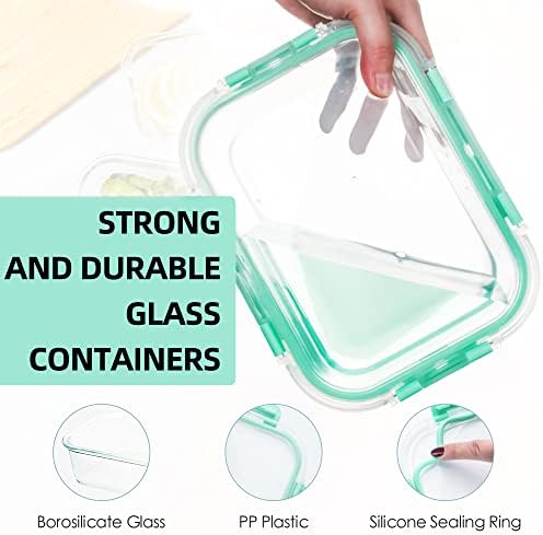 Shyrc 10 embalagem de vidro refeições de vidro recipientes com tampas, recipientes de armazenamento de alimentos de vidro hermelo