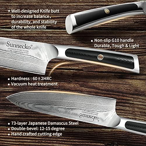 Faca de Sunnecko Chef, faca Santoku e faca de utilidade