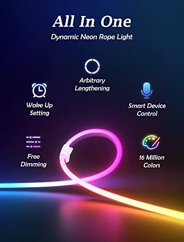9pcs RGBIC Wake-up Neon Rode Lights, 17,1 pés conectáveis ​​Smart LED Bars com sincronização musical, controle de aplicativos/caixa,
