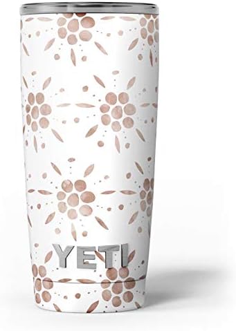 Design Skinz Brown Watercolor Flowers V1 - Kit de invólucro de vinil decalque compatível com as copos do cooler de Yeti