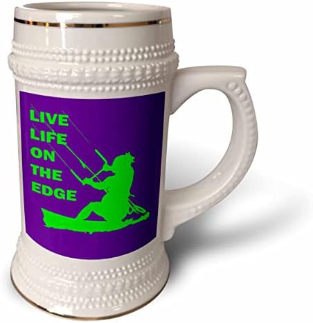 3drose Live Life on the Edge Lime Kitesurfer Tilting the Board - 22oz de caneca