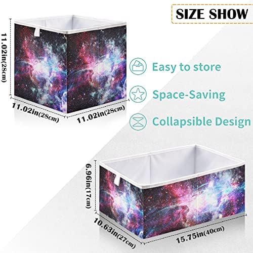 Cestas de armário VISESUNNY Galaxy Star Space Storage Storage Cestas de tecido para organizar caixas de cubos de armazenamento dobráveis