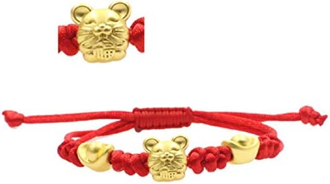 Pulseira de corda vermelha holibanna Ano de charme trançado ajustável Ano da pulseira de rato Bracelete de signo do