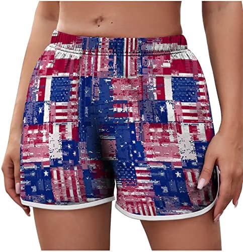 LMDUDAN Independence Day Beach Shorts para mulheres, 4 de julho de julho Swim calça curta bandeira americana impressão rápida seca