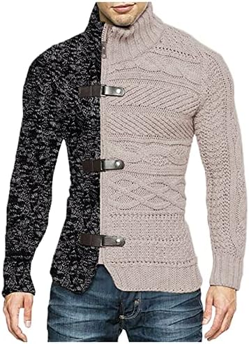 Jaqueta de malha masculina de Wocachi Turtleneck Supula de pulverizador de inverno Sweatters Ribbed Block Comfort Sweeters