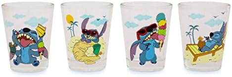 Disney Lilo & Stitch Beach Dia de 1,5 onças de copos de copo, conjunto de 4 | Copos de tiro de uísque, barware para bebidas e bebidas,