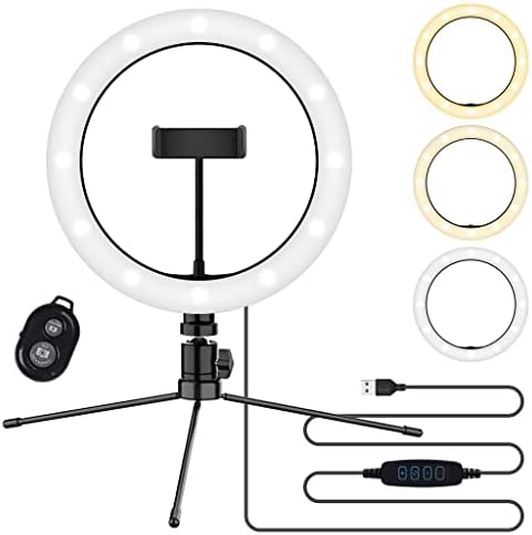 Anel de selfie brilhante Tri-Color Light Compatível com o seu Alcatel Pixi 4 Plus Power 10 polegadas com remoto para transmissão