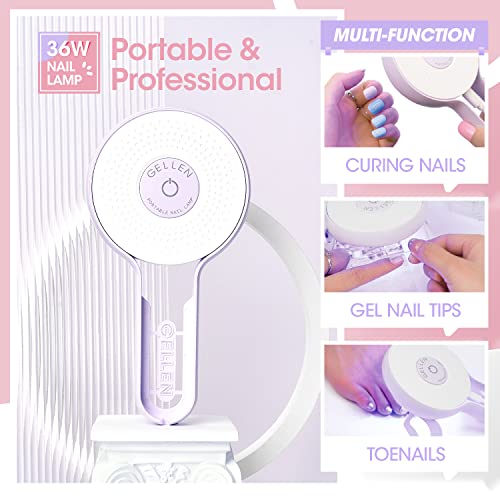 Dicas de unhas Gellen e kit de gel de cola, gel x kit de unhas 480pcs unhas falsas de amêndoa colorida, lâmpada de